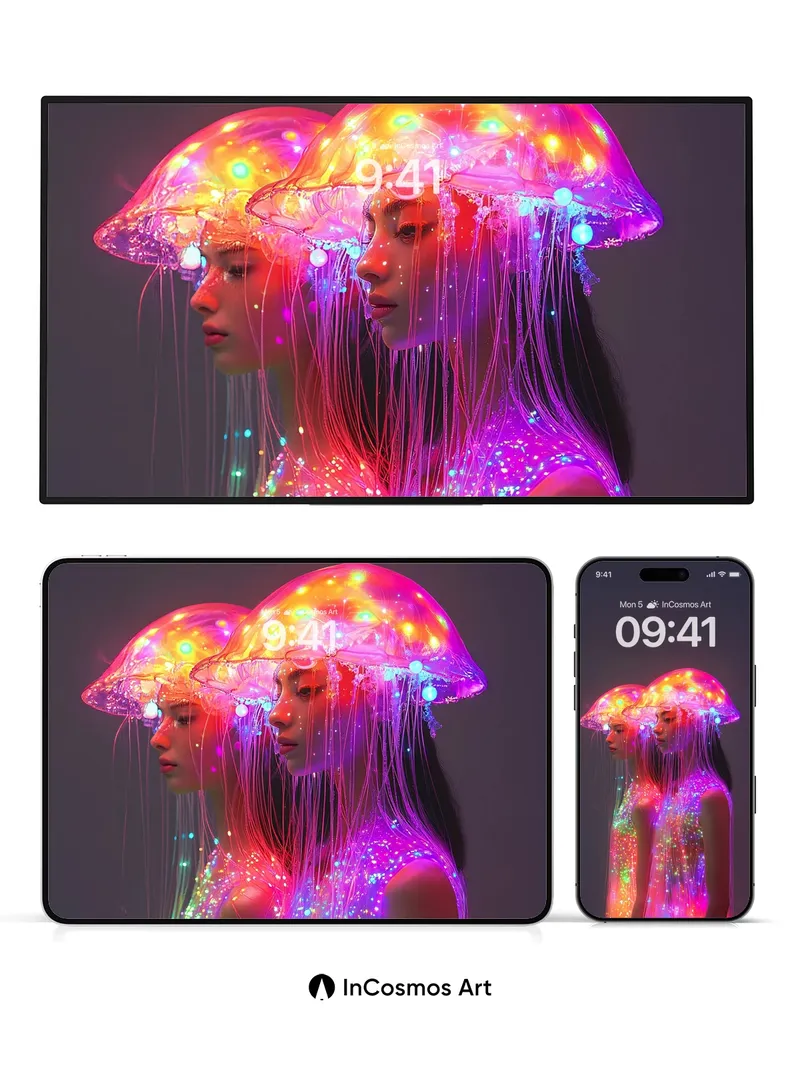 Neon Bioluminescence Wallpaper with Living Light