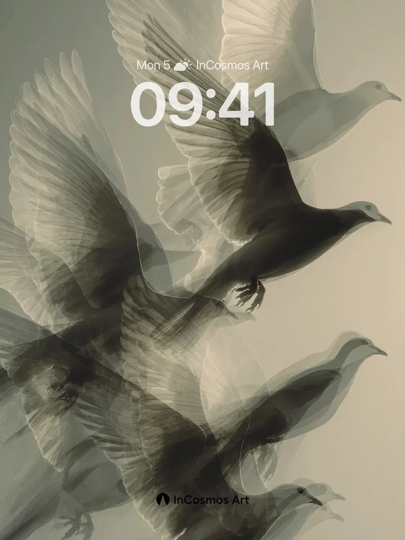 Ethereal Flight Wallpaper with Ghostly Feathers wallpaper for iPhone, iPad & Mac