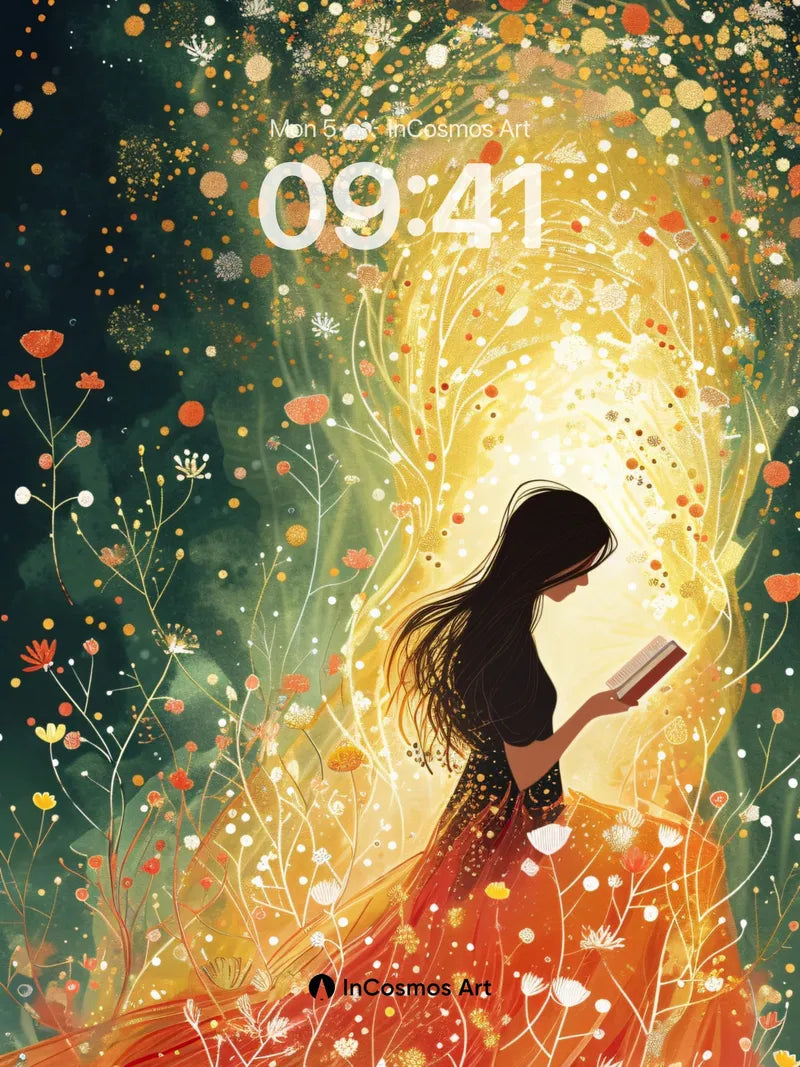 Luminous Garden Wallpaper with Floating Petals