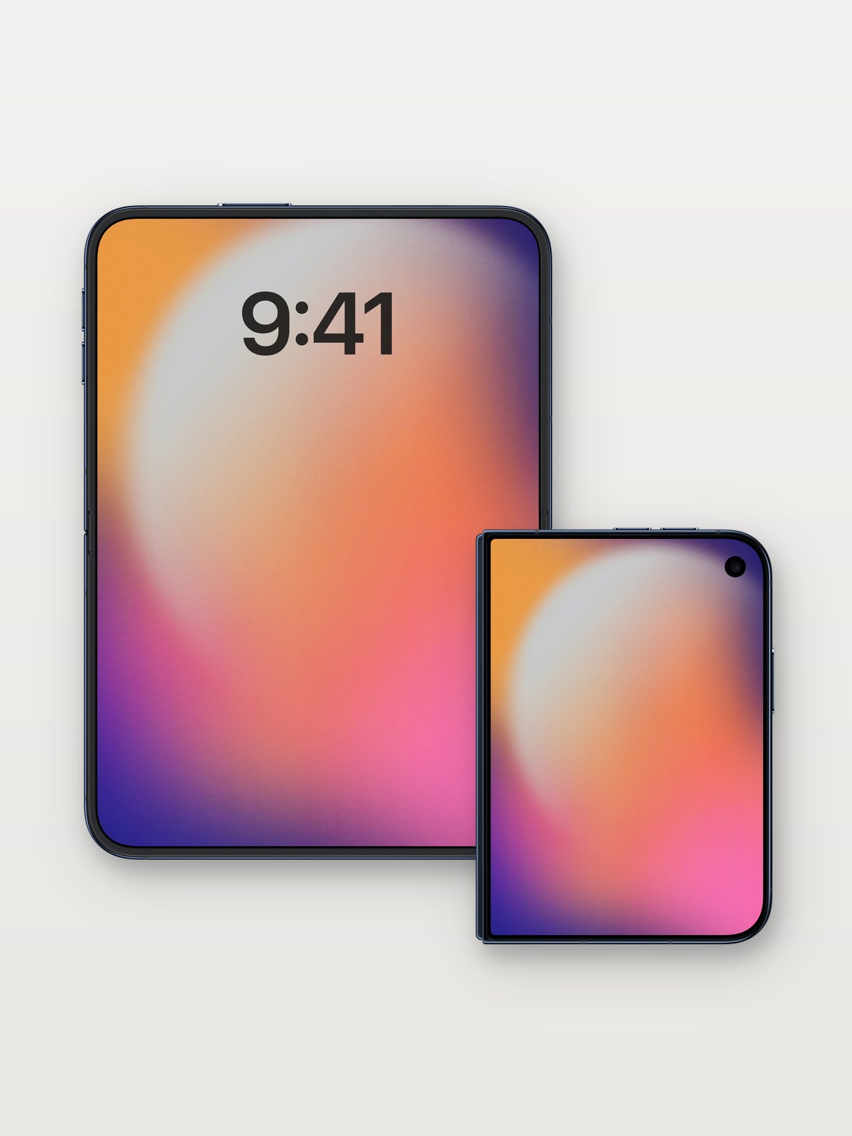 Luminous Haze Wallpaper with Ethereal Gradient on iPhone Duo, open and closed