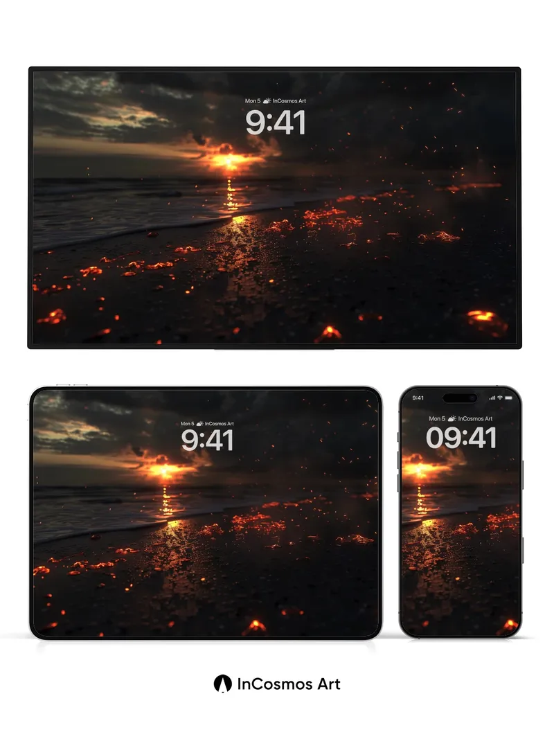 Ember Sunset Wallpaper with Molten Sparks