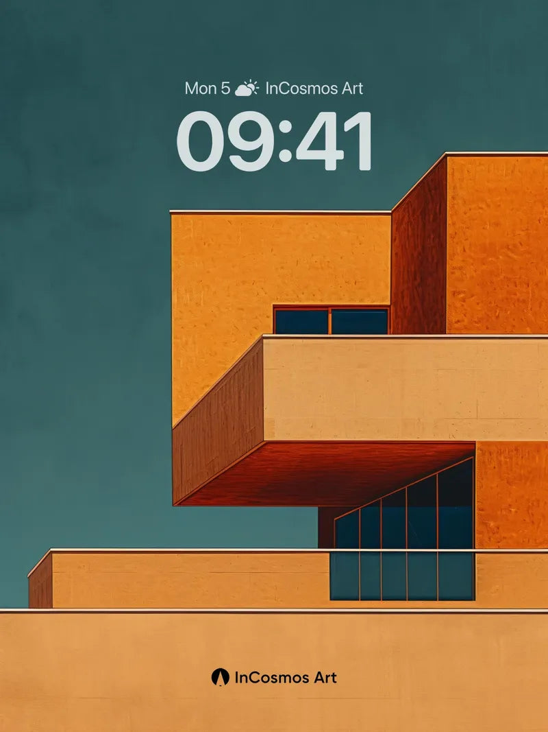 Sunset Geometry Wallpaper with Floating Terraces