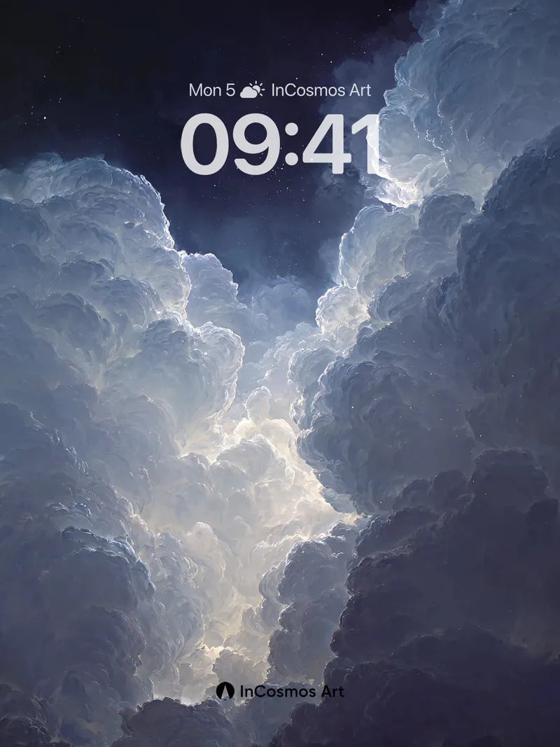 Nocturnal Cloud Drift Wallpaper in Deep Indigo wallpaper for iPhone, iPad & Mac