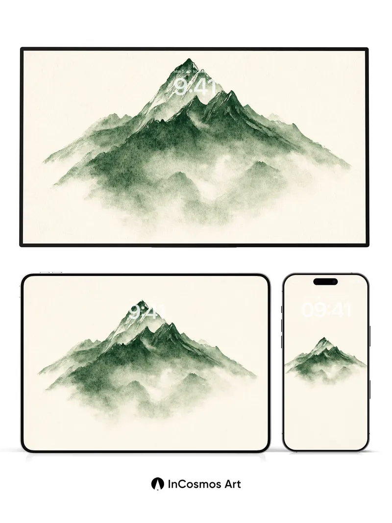Mist-Wrapped Mountain Wallpaper in Ink Breath