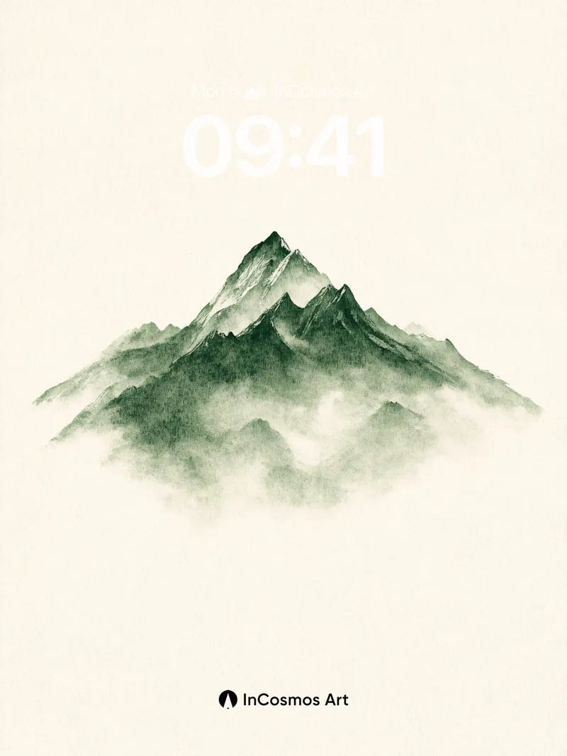 Mist-Wrapped Mountain Wallpaper in Ink Breath