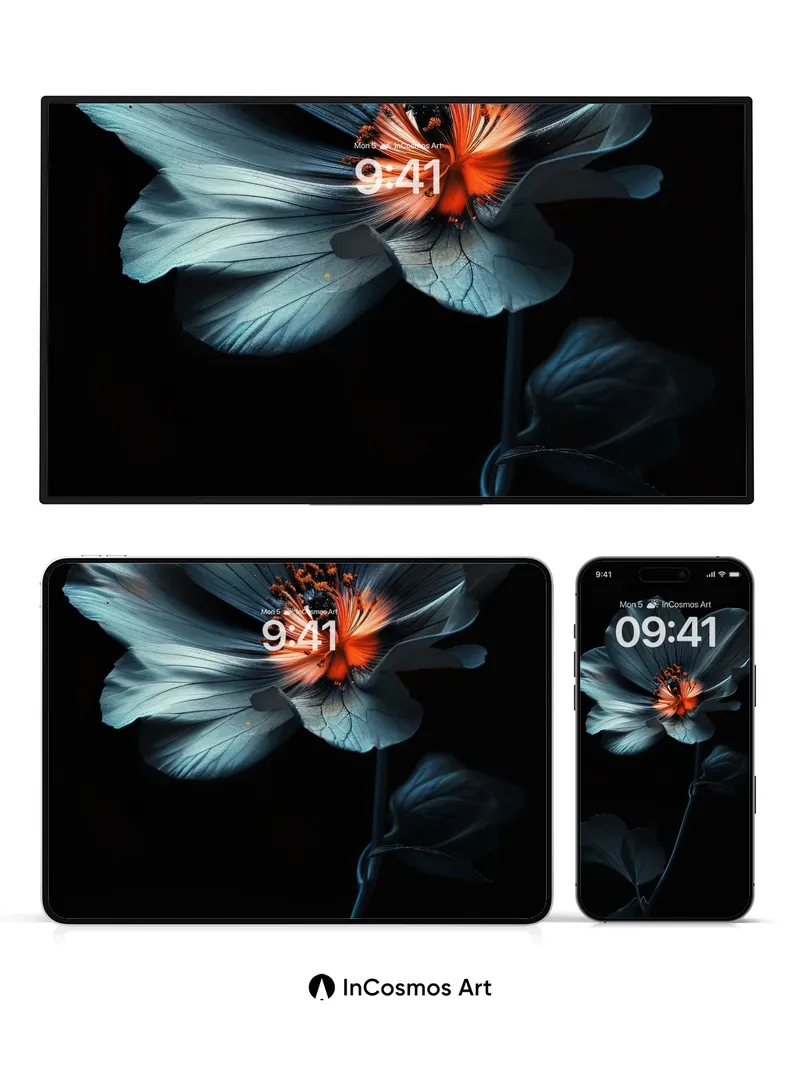 Obsidian Bloom Wallpaper with Ember Core