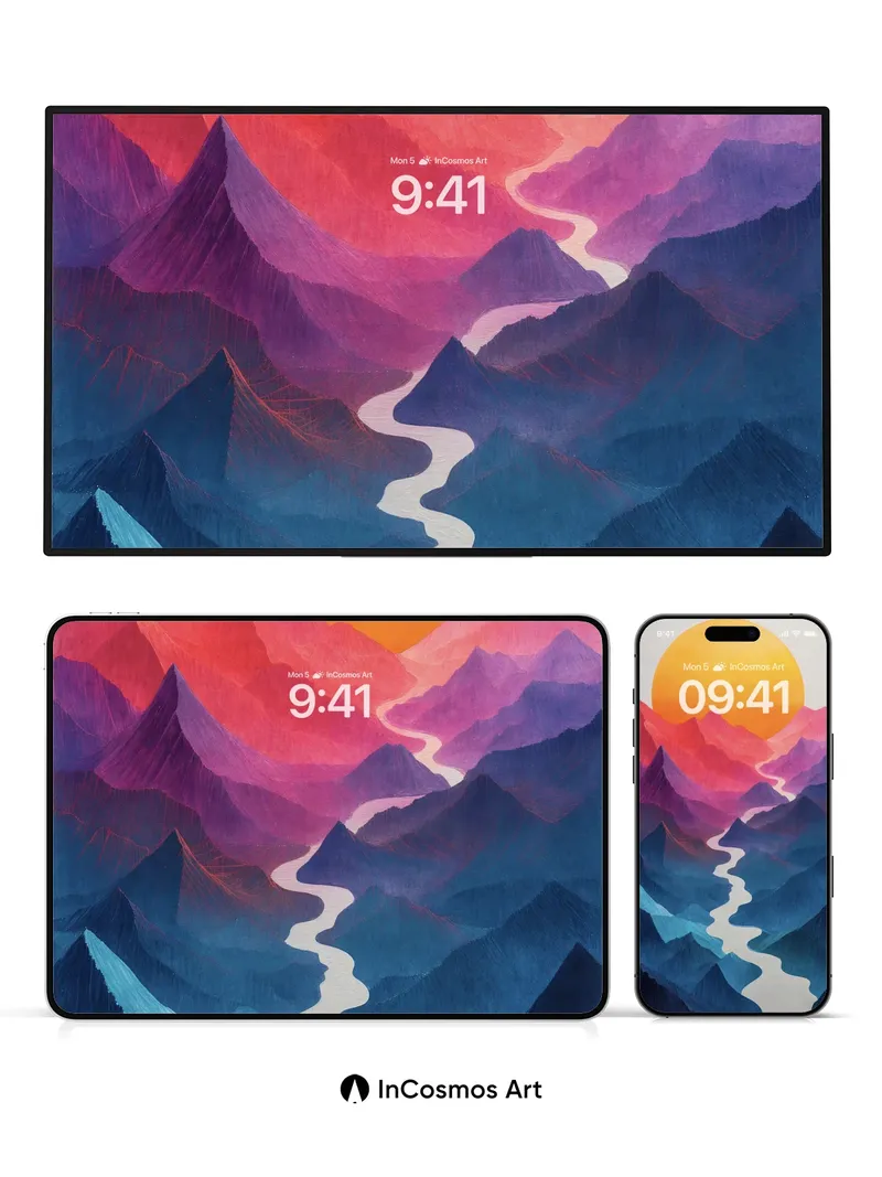 Surreal Horizon Wallpaper with River of Light