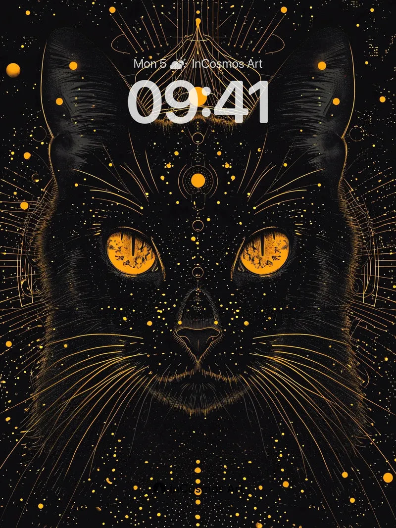 Celestial Panther Wallpaper with Golden Constellations wallpaper for iPhone, iPad & Mac