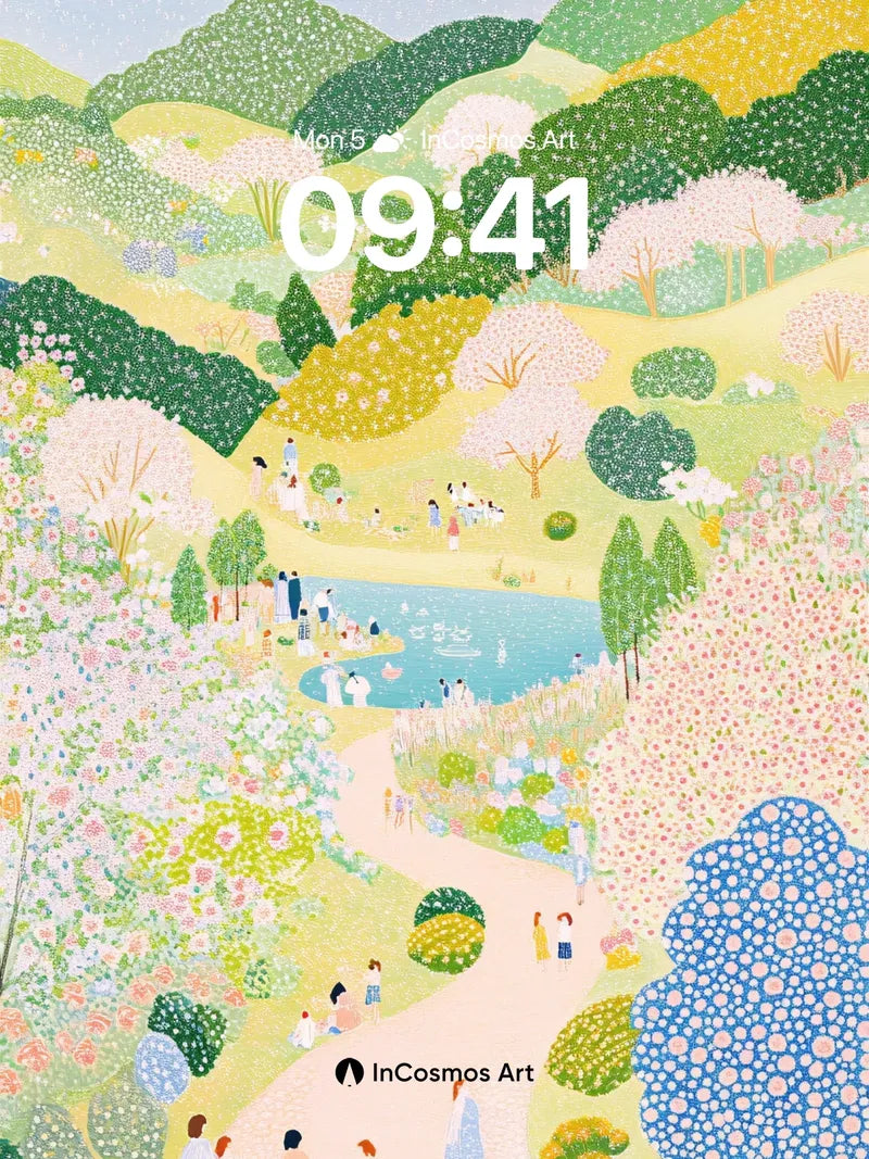 Serenity Bloom Wallpaper with Polka-Tree Whispers wallpaper for iPhone, iPad & Mac