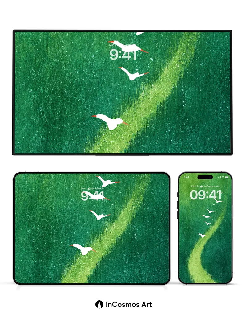 Serenity Flight Wallpaper with Emerald Vein