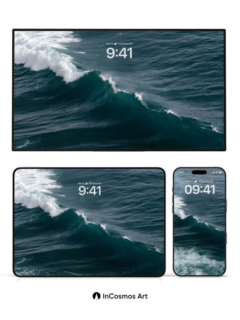 Deep Sea Surge Wallpaper with Foaming Edge