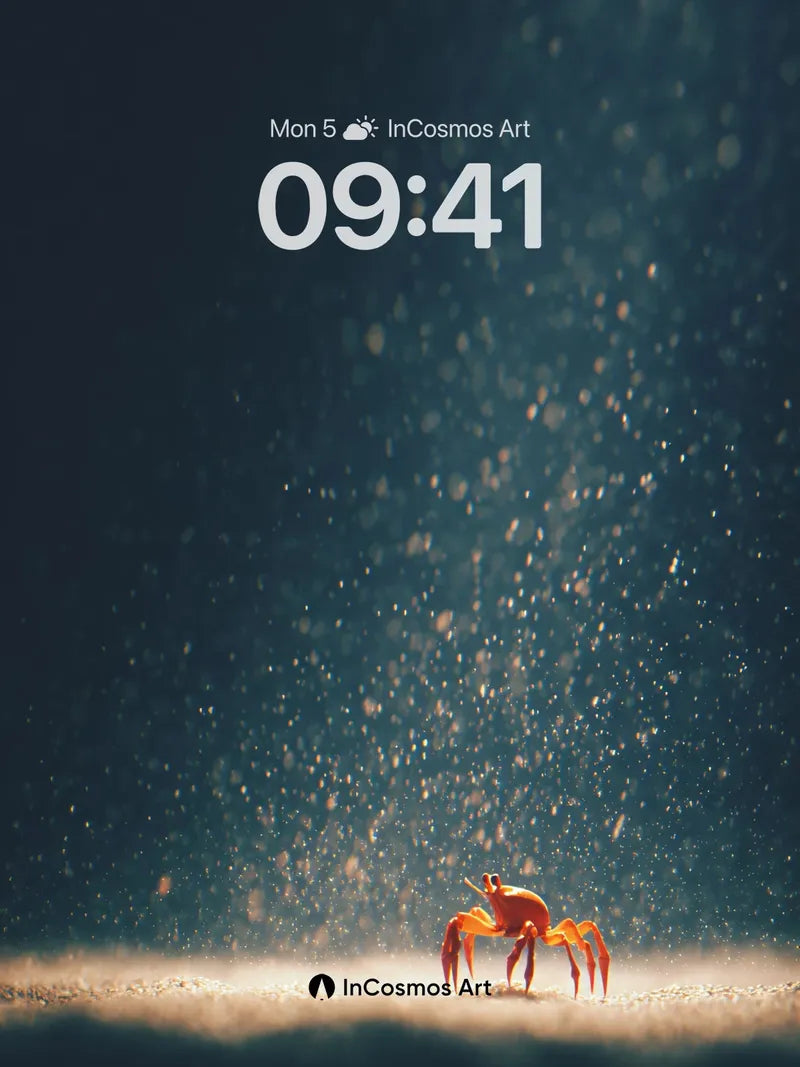 Golden Dust Crab Background in Deep Ocean wallpaper for iPhone, iPad & Mac
