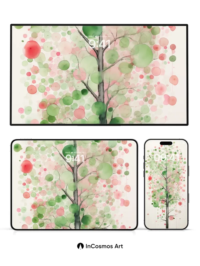 Whispering Canopy Wallpaper with Floating Dots