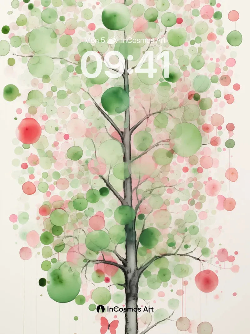 Whispering Canopy Wallpaper with Floating Dots