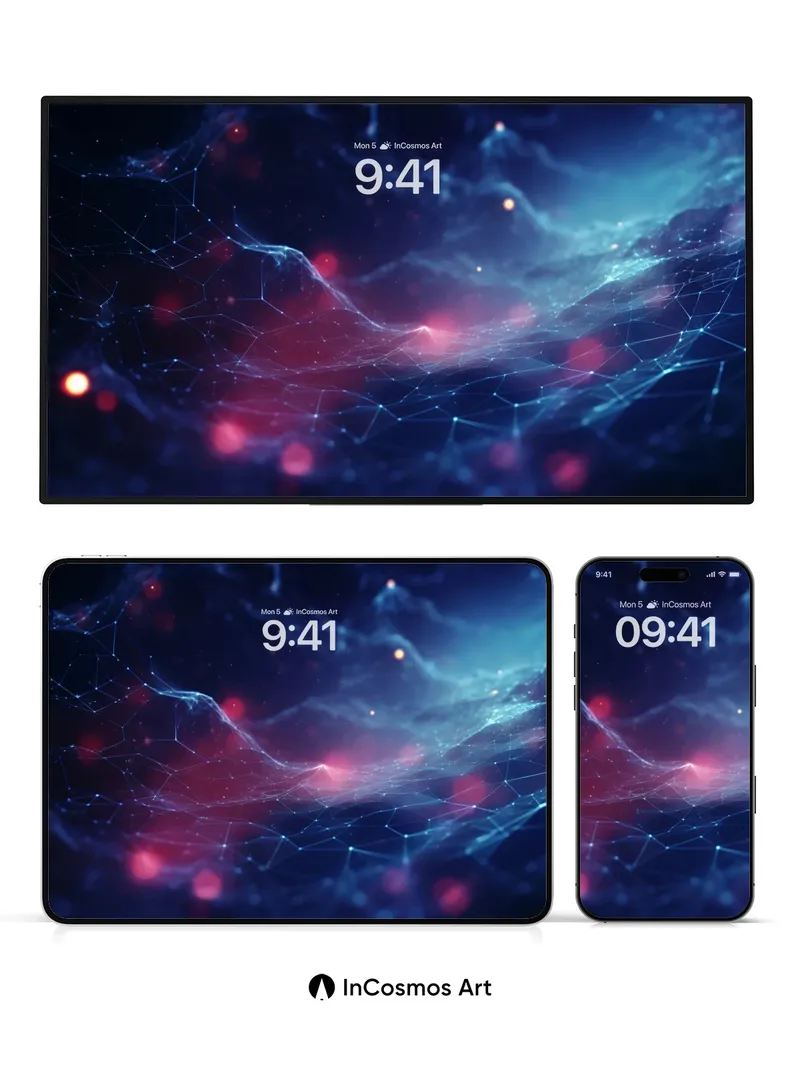 Cosmic Web Wallpaper with Neon Veins