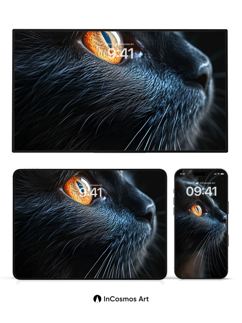 Velvet Shadow Wallpaper with Amber Eyes