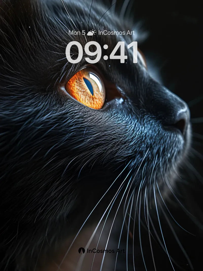 Velvet Shadow Wallpaper with Amber Eyes