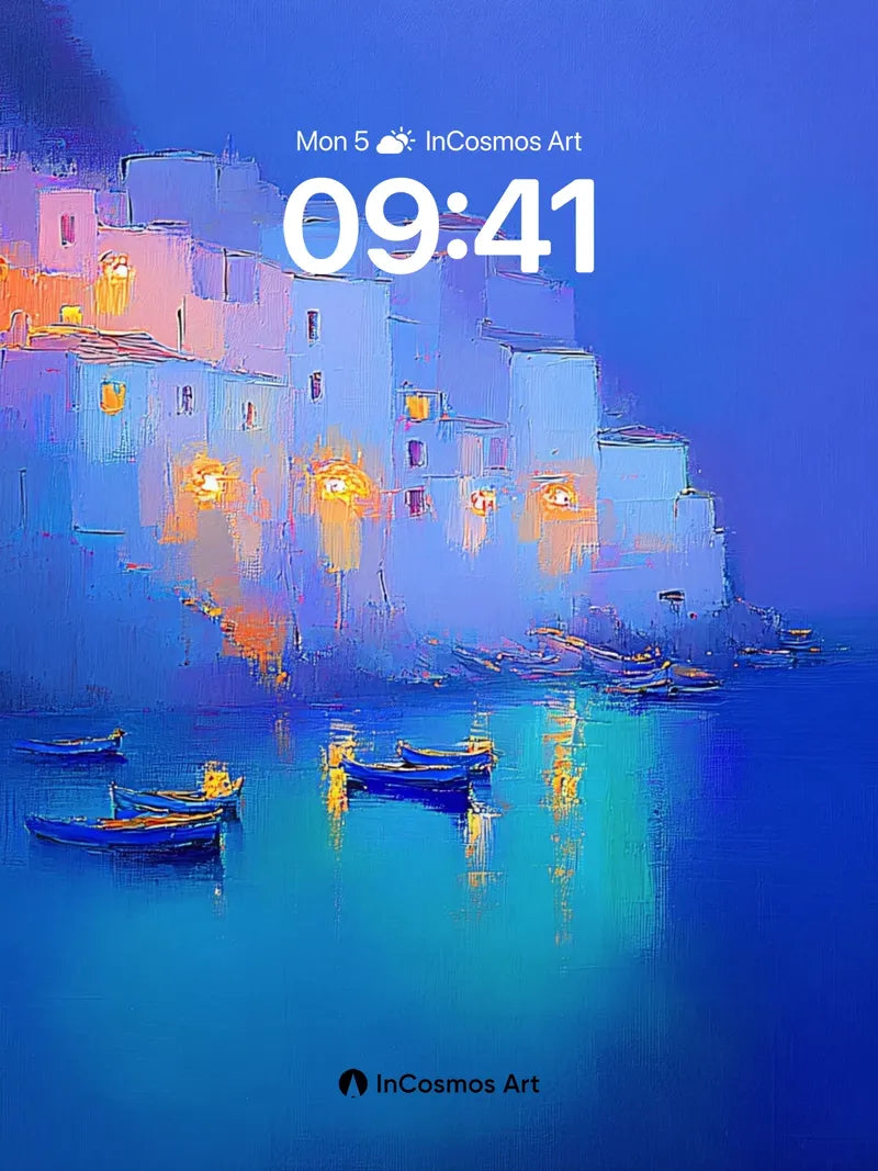 Cobalt Hush Wallpaper with Floating Light