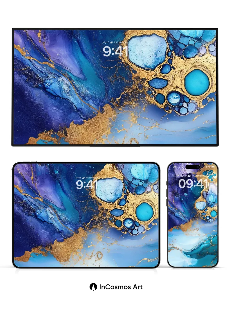 Luminous Abyss Wallpaper with Golden Veins