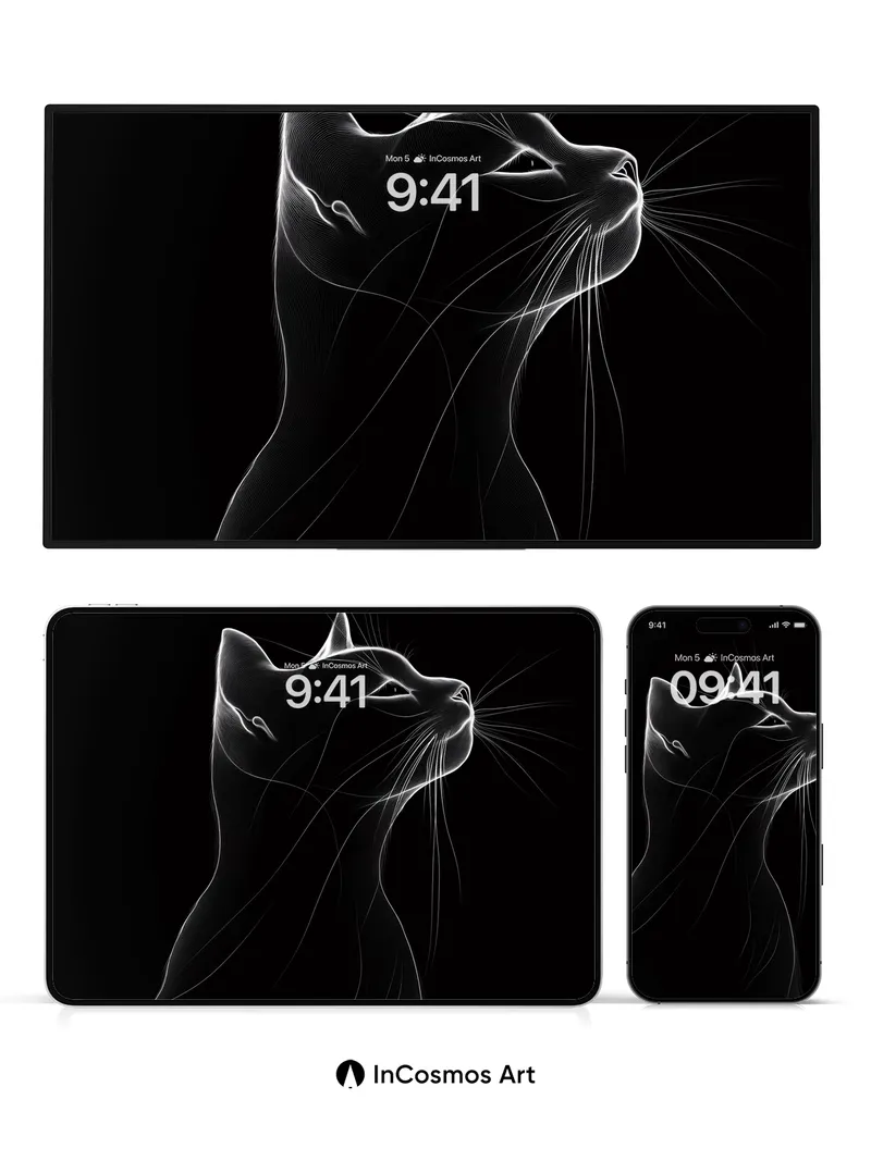 Silent Contour Wallpaper with Luminous Lines