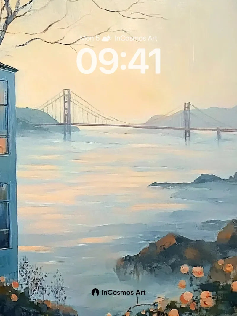 Golden Hush Wallpaper with Bridge Silhouette