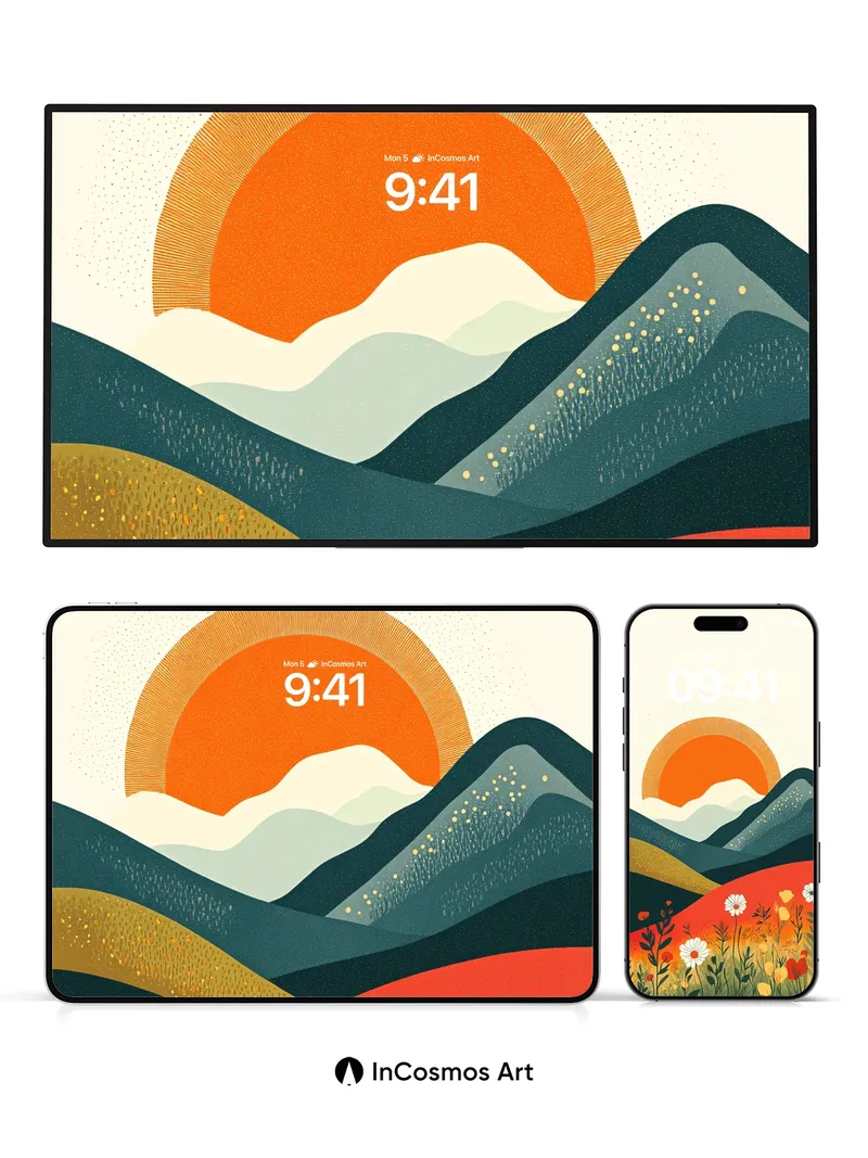 Sunset Hush Wallpaper with Mountain Whispers