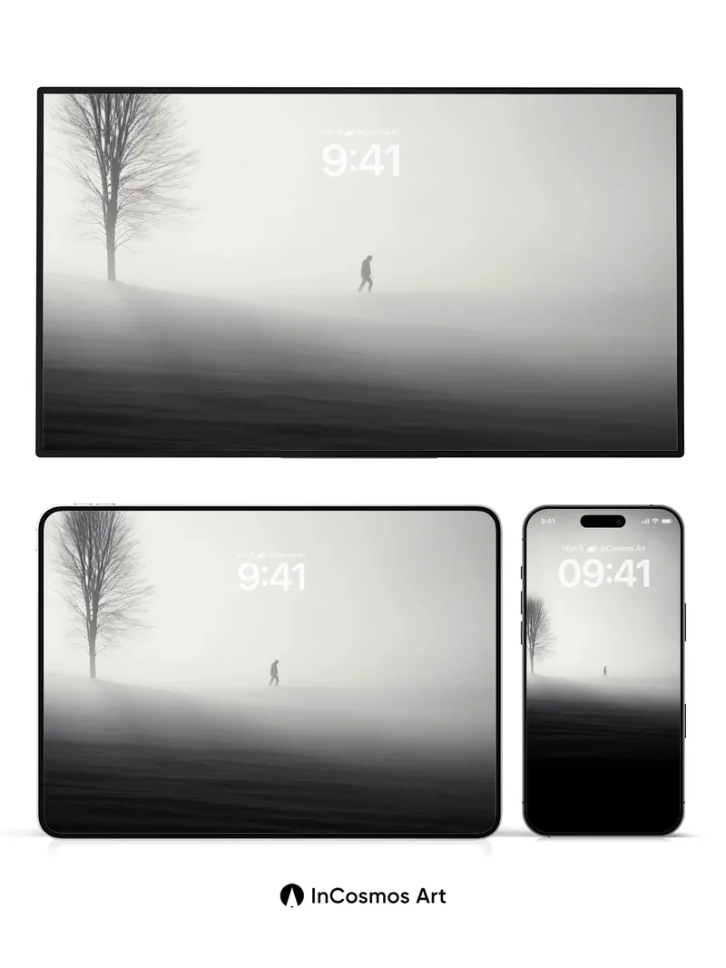 Solitary Fog Wallpaper with Whispering Tree