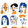 Whimsical Faces Wallpaper with Cubist Charm wallpaper for iPhone, iPad & Mac