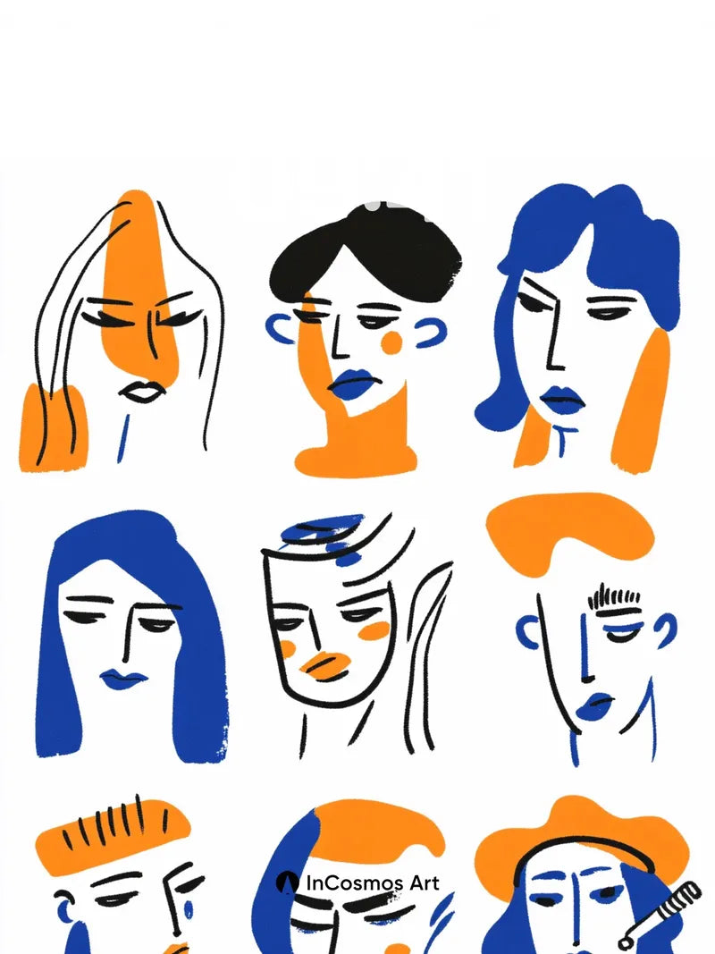 Whimsical Faces Wallpaper with Cubist Charm wallpaper for iPhone, iPad & Mac