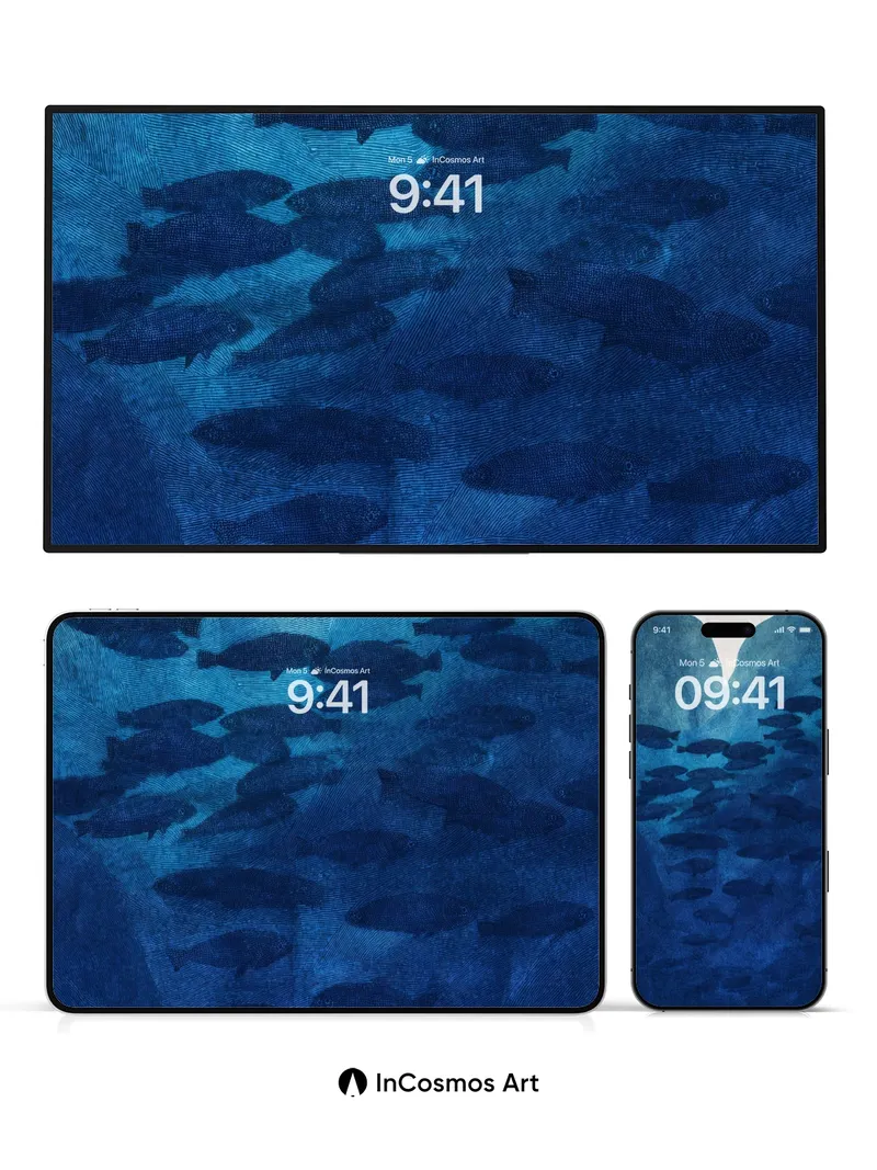 Deep Currents Wallpaper with Crimson Echo