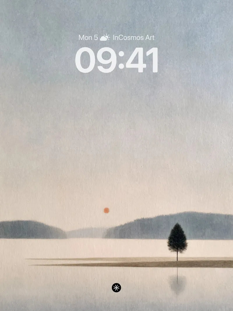 Solitary Tree Horizon Wallpaper in Misty Haze wallpaper for iPhone, iPad & Mac
