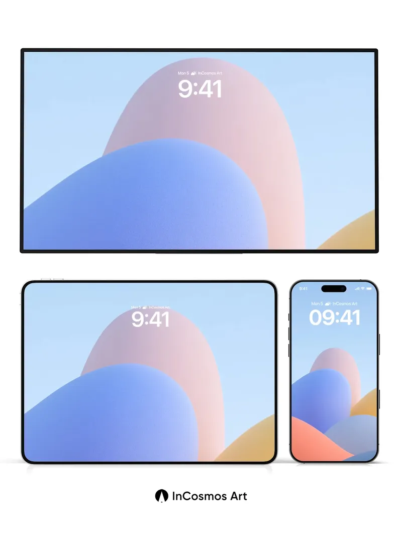 Serene Gradient Wallpaper with Floating Forms