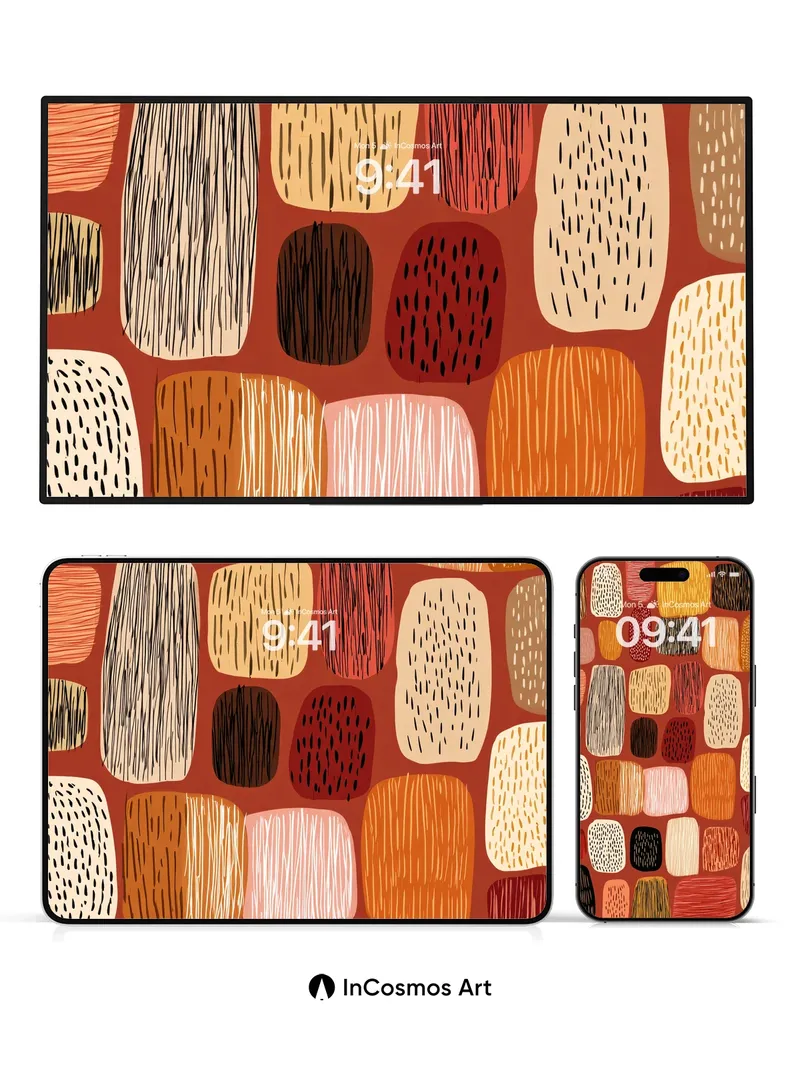 Earthy Pulse Wallpaper with Hand-Drawn Rhythms