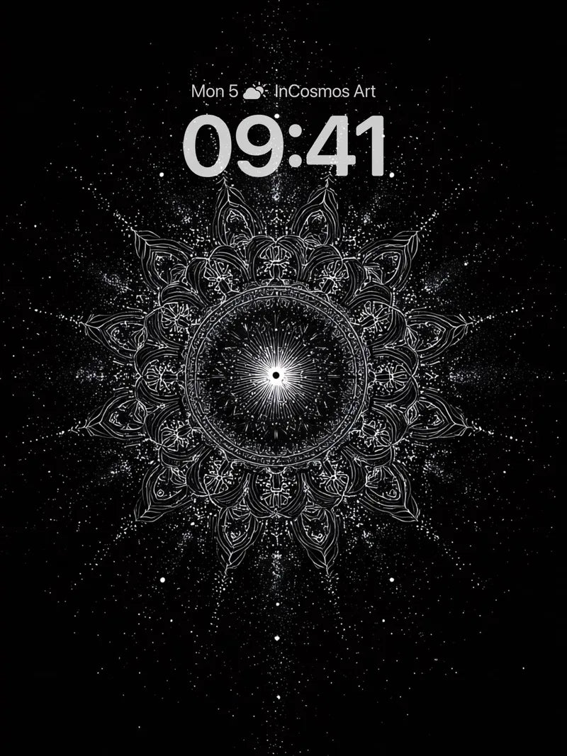 Cosmic Mandala Wallpaper with Starlight Veins
