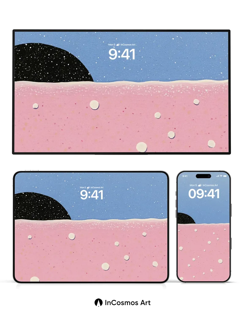 Soft Cosmic Hush Wallpaper with Floating Bubbles