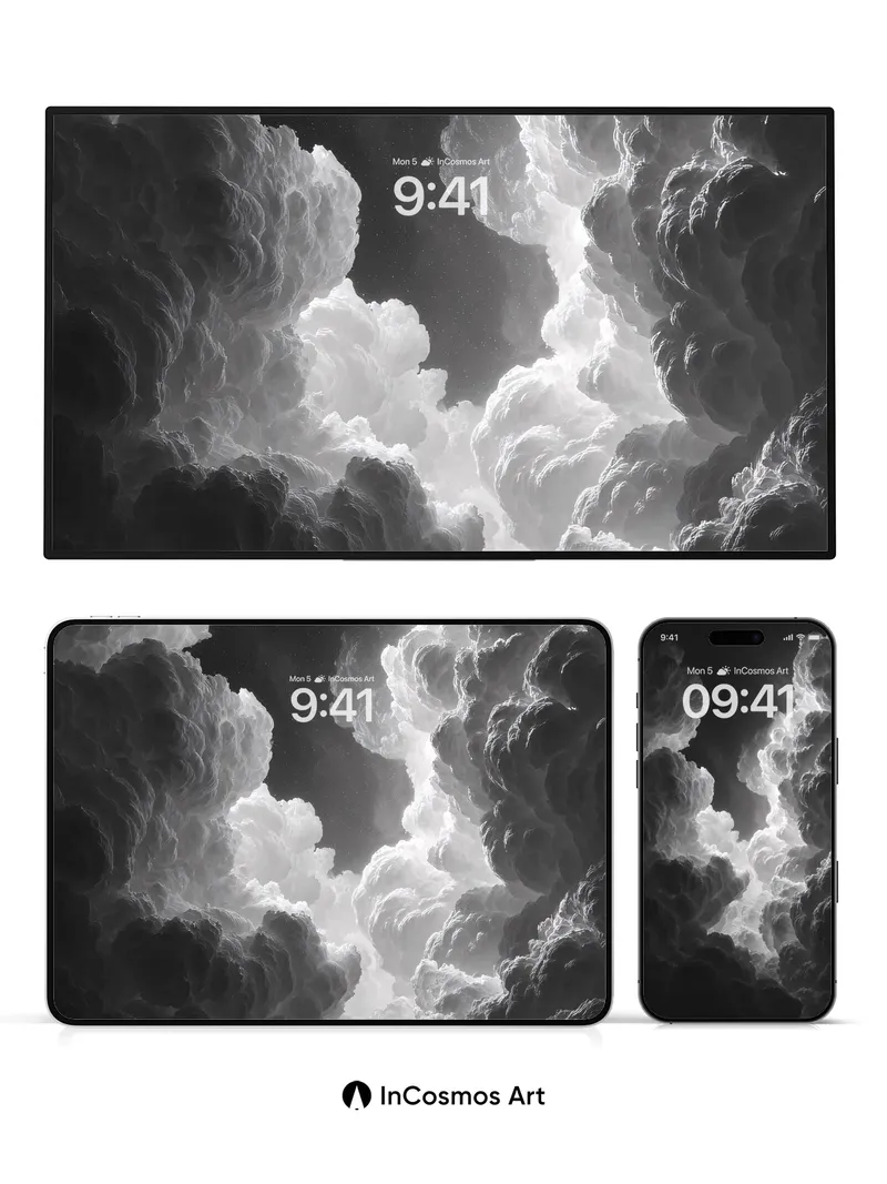 Monochrome Storm Wallpaper with Deep Contrast