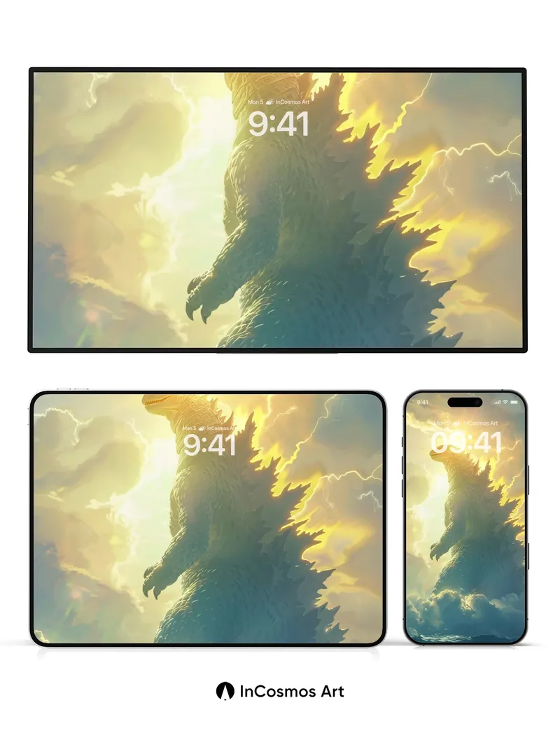 Sunlit Titan Wallpaper with Thunderous Sky