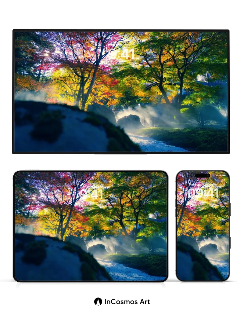 Misty Autumn Reverie Wallpaper with Golden Light