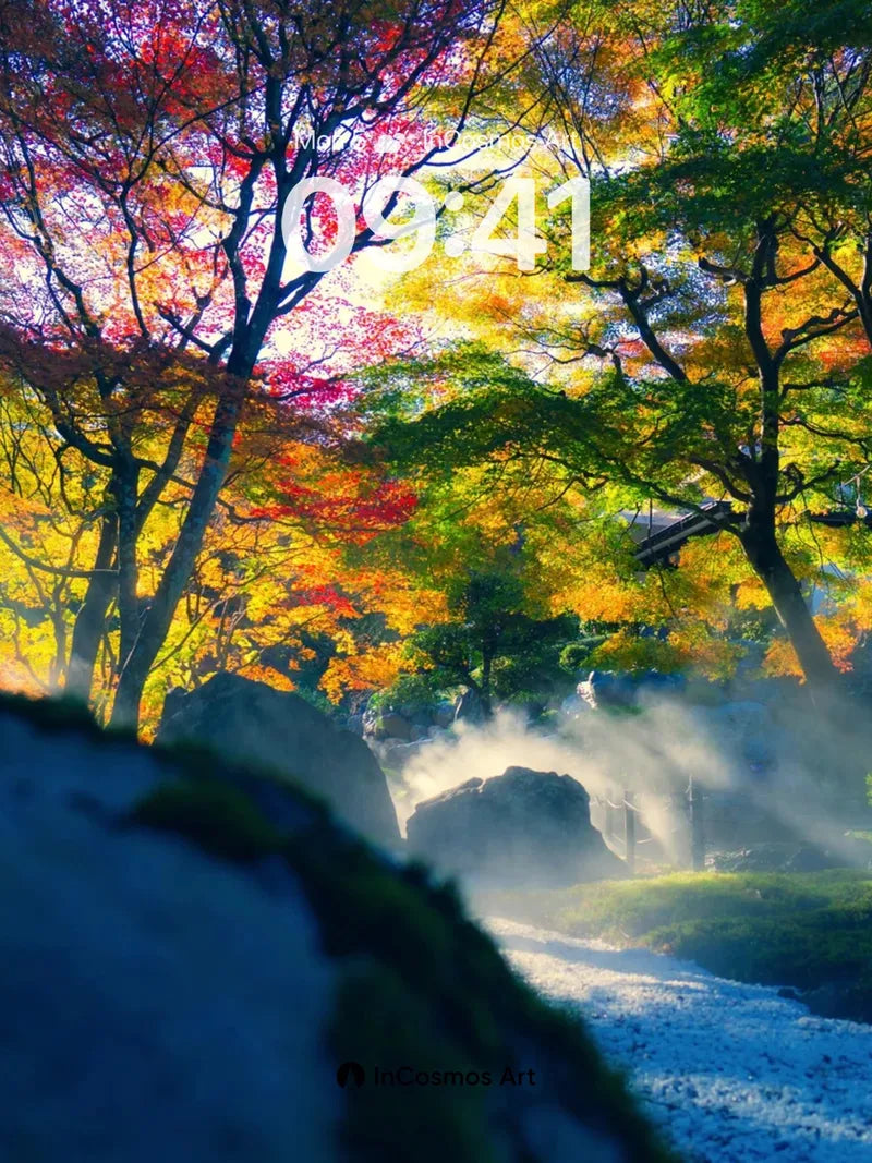 Misty Autumn Reverie Wallpaper with Golden Light
