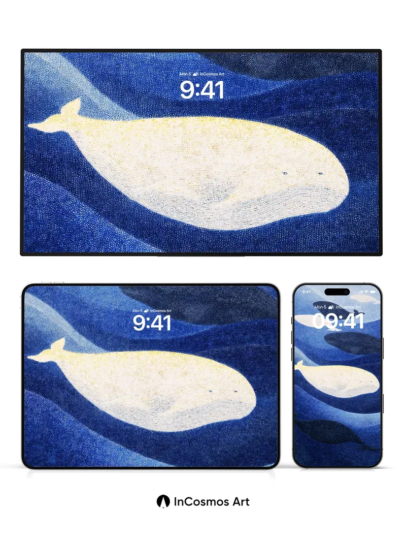 Serenity Whale Wallpaper with Textured Depth