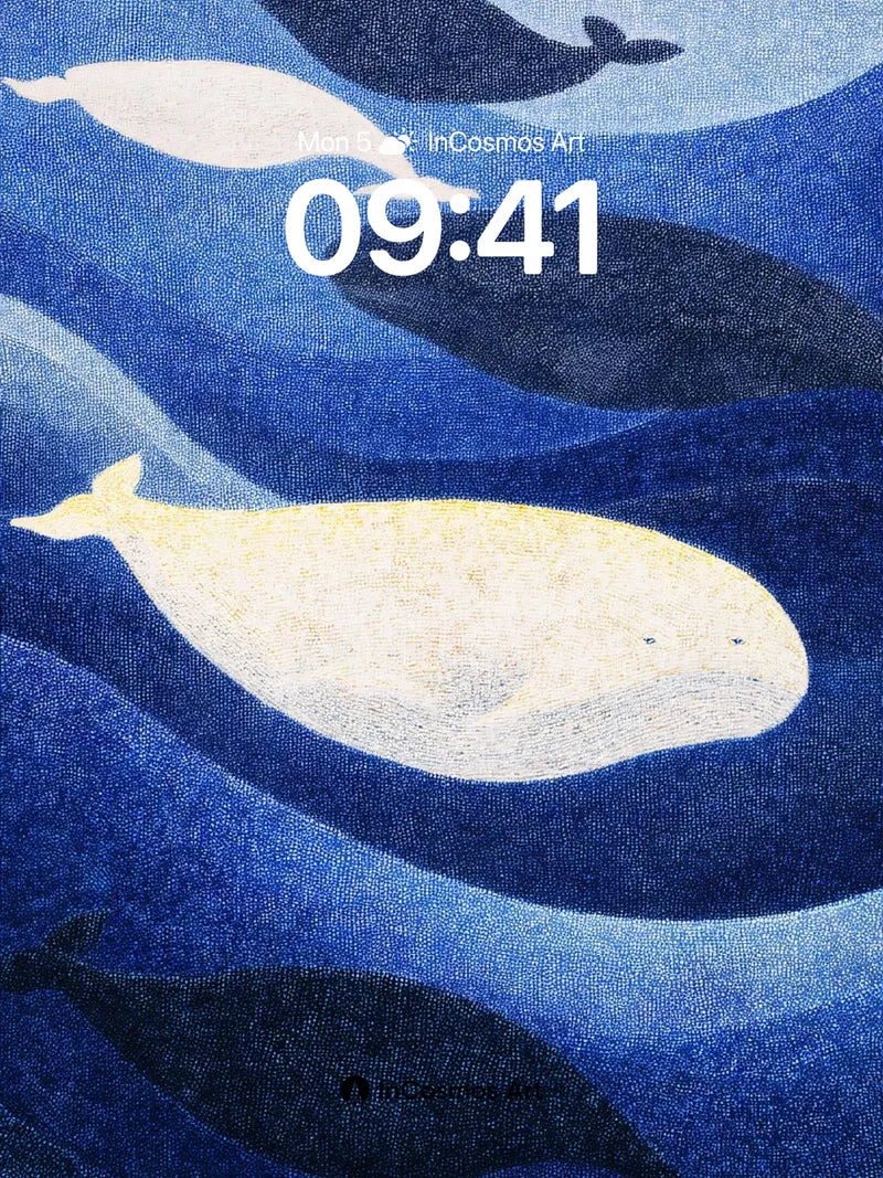 Serenity Whale Wallpaper with Textured Depth