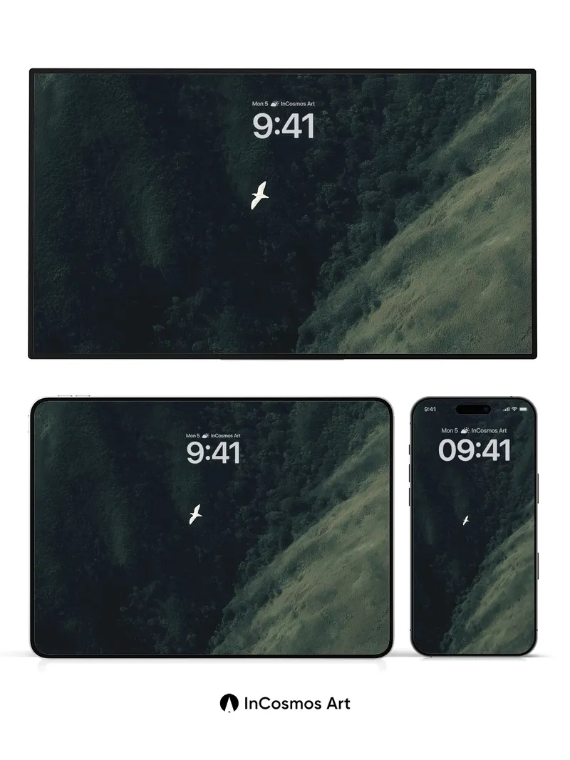 Solitary Flight Wallpaper with Forest Veil