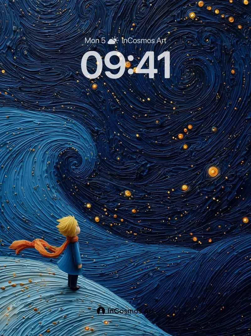 Whirlwind Starlight Wallpaper with Golden Embers