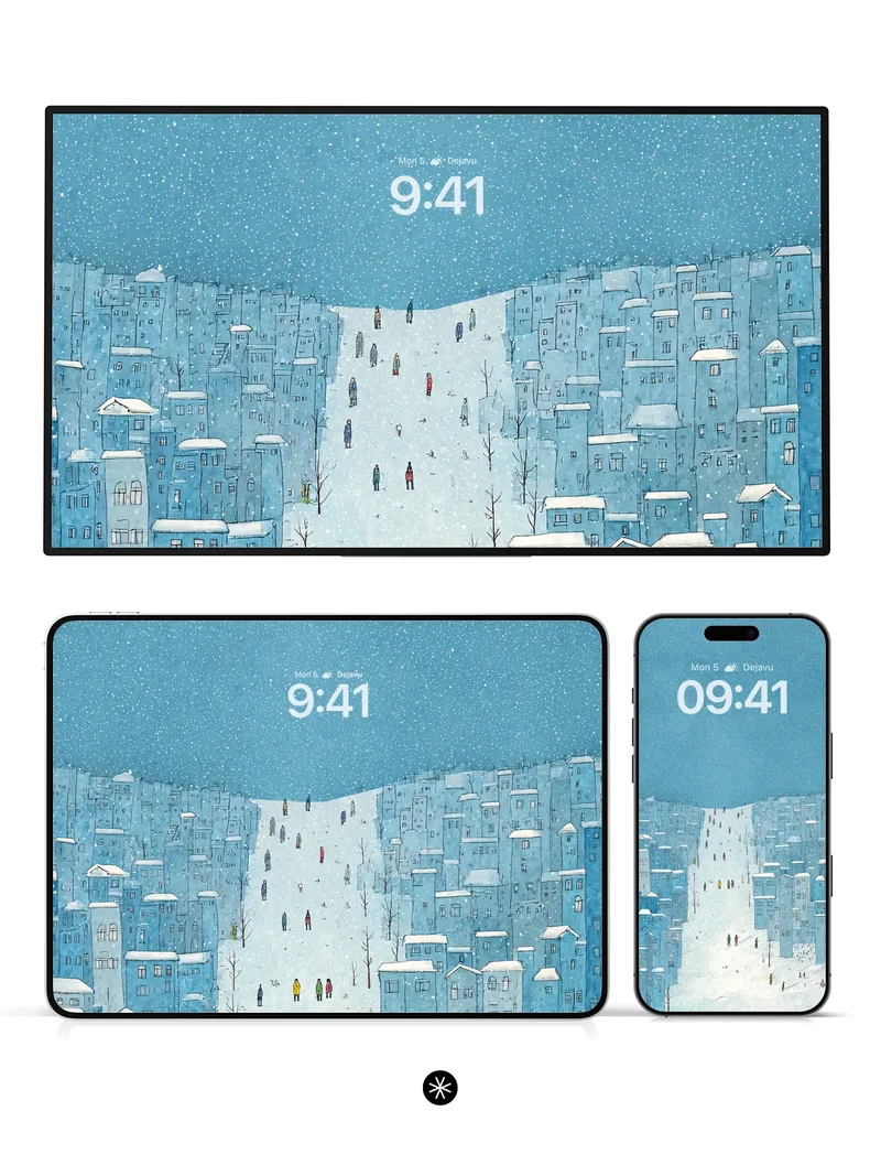 Snowy Urban Retreat Wallpaper
