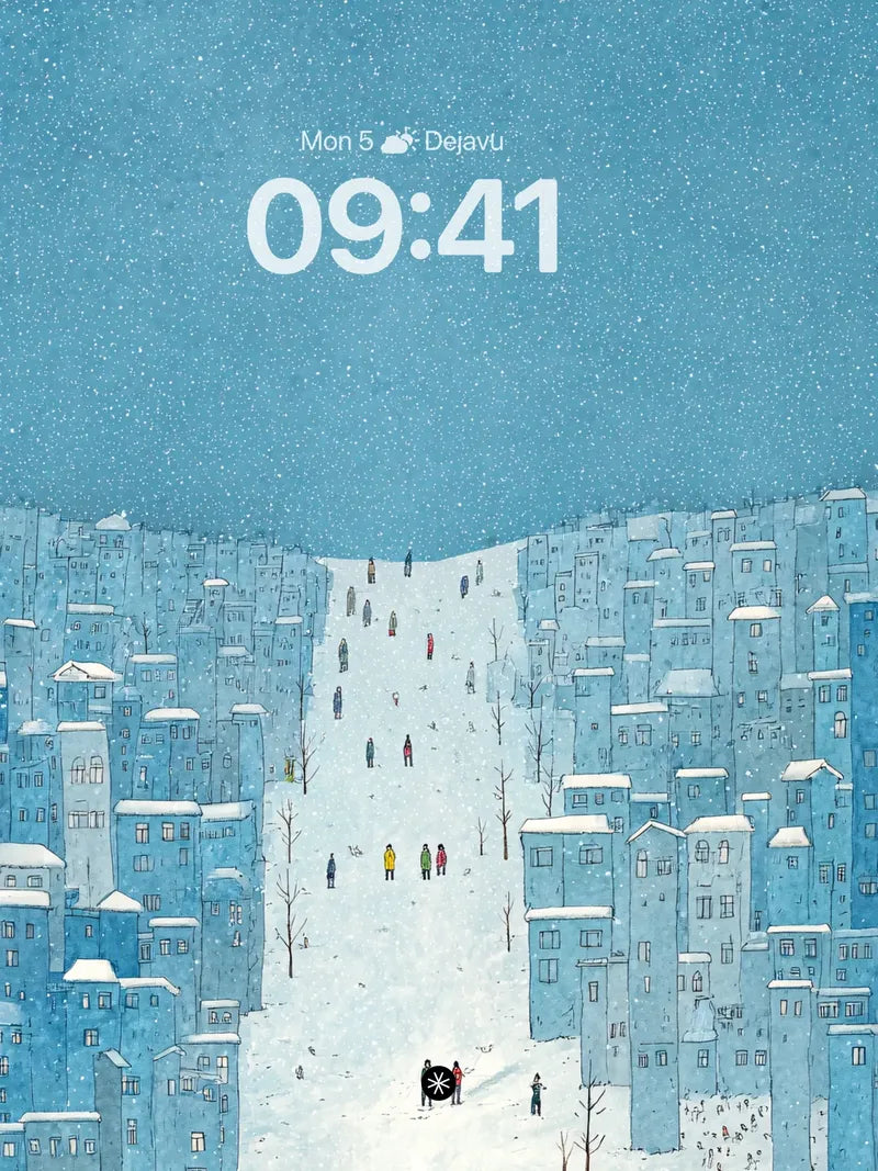 Snowy Urban Retreat Wallpaper