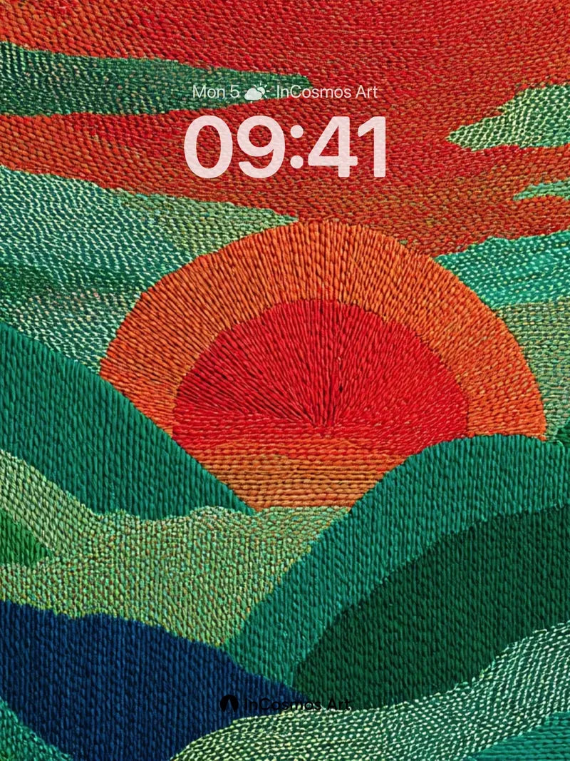 Ember Horizon Wallpaper with Textured Waves