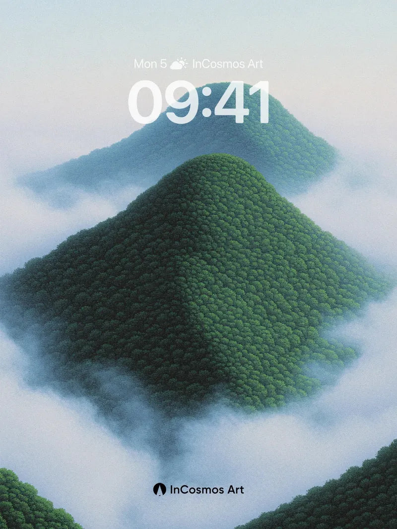 Serenity Peak Wallpaper with Cloud-Blanketed Forests