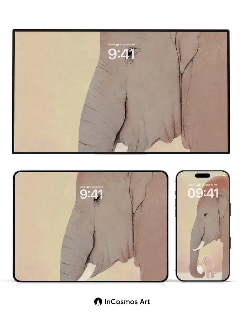 Serenity Elephants Wallpaper with Candlelight Hush