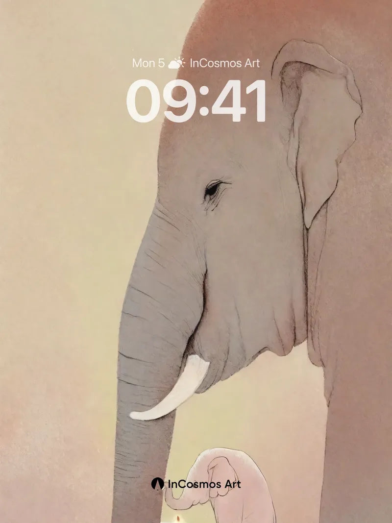 Serenity Elephants Wallpaper with Candlelight Hush