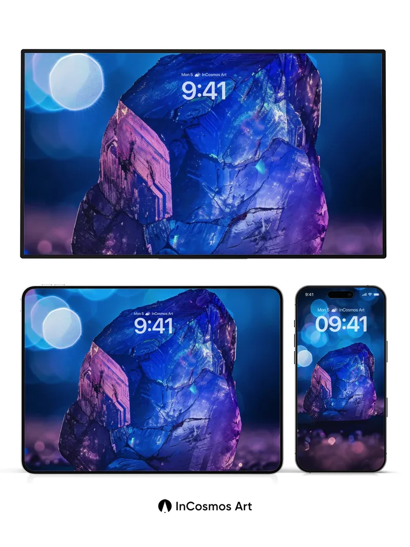 Cosmic Crystal Wallpaper with Electric Veins